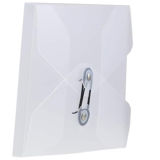 JAM Paper Clear 5.25" x 6.75" Button & String Plastic Portfolio